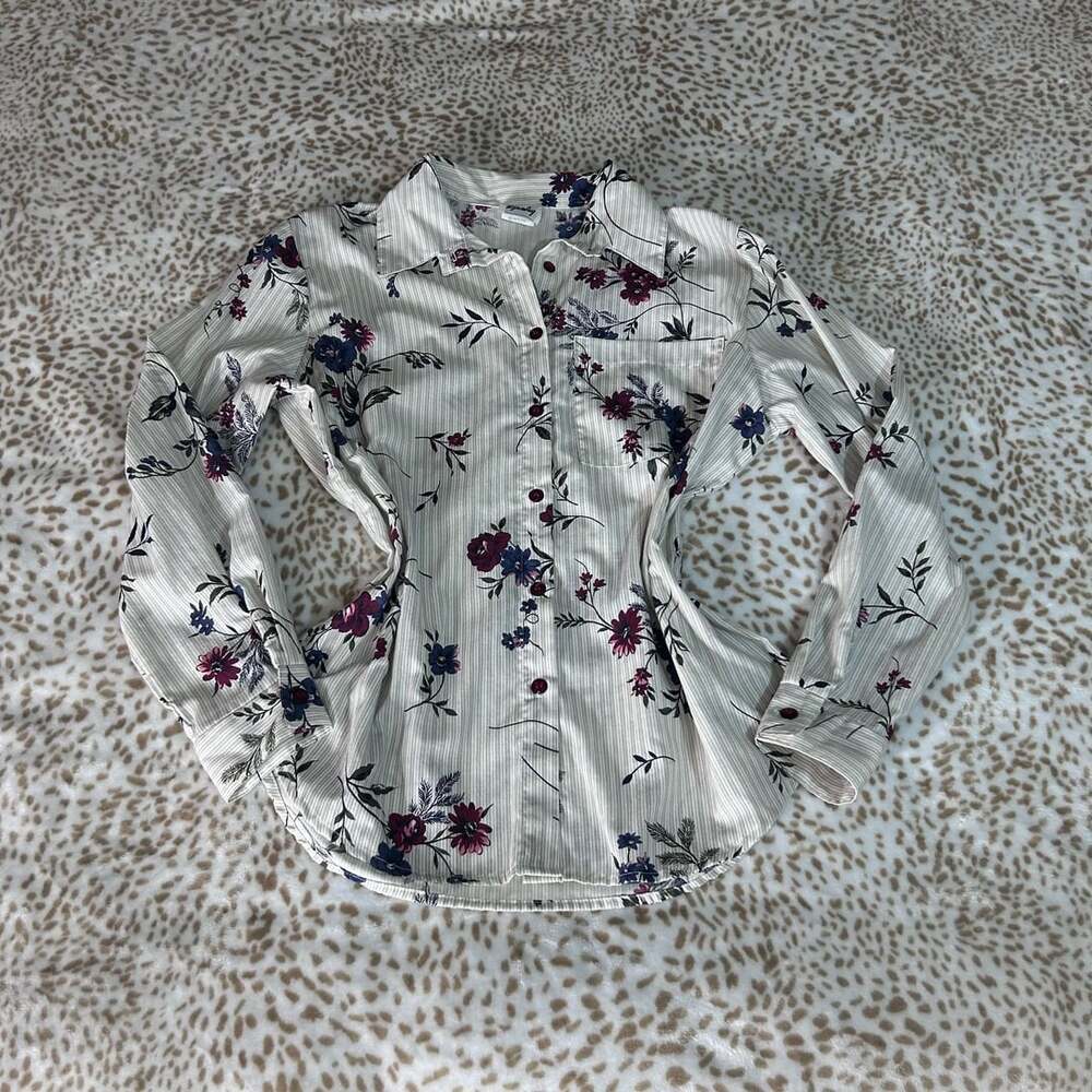 Vintage Tapestry Long Sleeve Floral Button Down Shirt Size Large